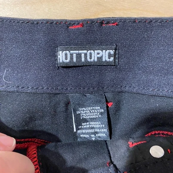 Hot Topic Black Shorts with Red Suspenders 7 (NP) - Picture 7 of 10